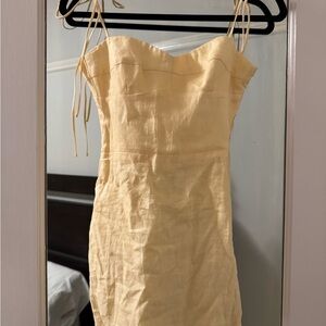 Amanda Uprichard X Revolve Cava Mini Dress Spaghetti Strap Butter Yellow